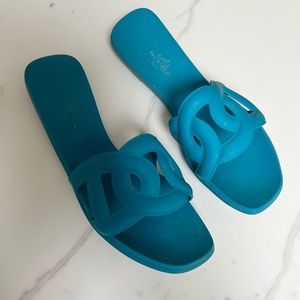 Authentic rare and sold out Hermes aloha sandals in the most gorgeous blue color